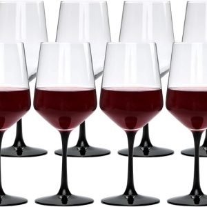 Wine Glasses 16oz,Black Stem Red Wine Glasses set of 8