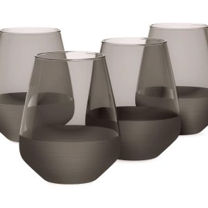 RAKLE Luxury Matte Black Wine Glasses Set of 4 – 16.5Oz
